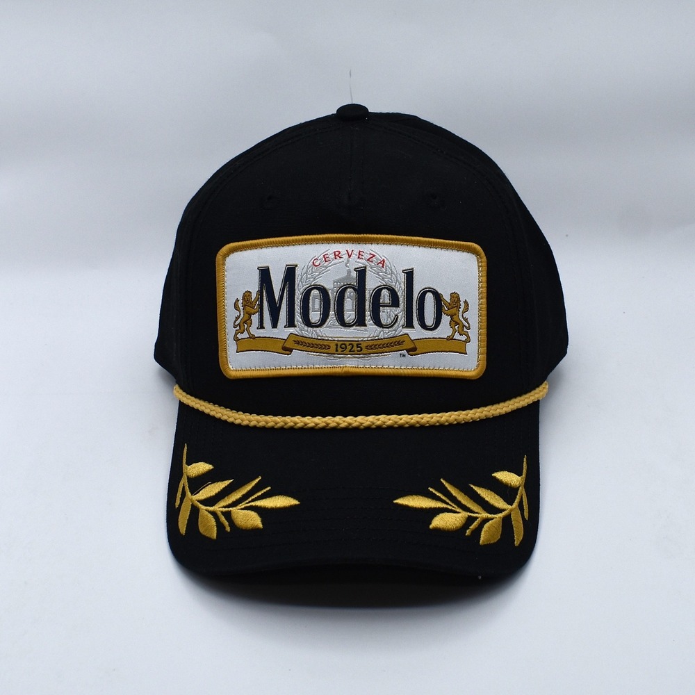 Modelo Cerveza Rope Snapback Hat Cap Black Gold Beer Logo Patch Unisex OSFA NEW
